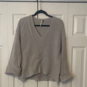 Free People Gray V-Neck Sweater